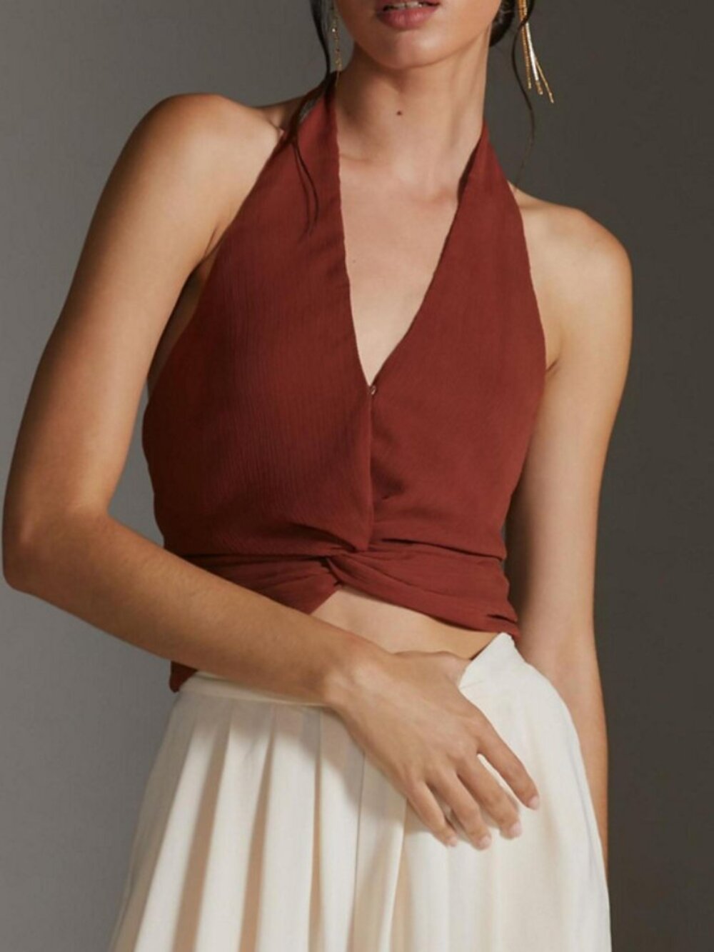 Sunday in Brooklyn Rust Halter Knot Front Tank Top